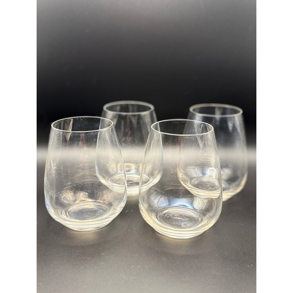 Luigi Bormioli Stemless Wine Glasses Set of 4 Clear Glass Tumblers Italy